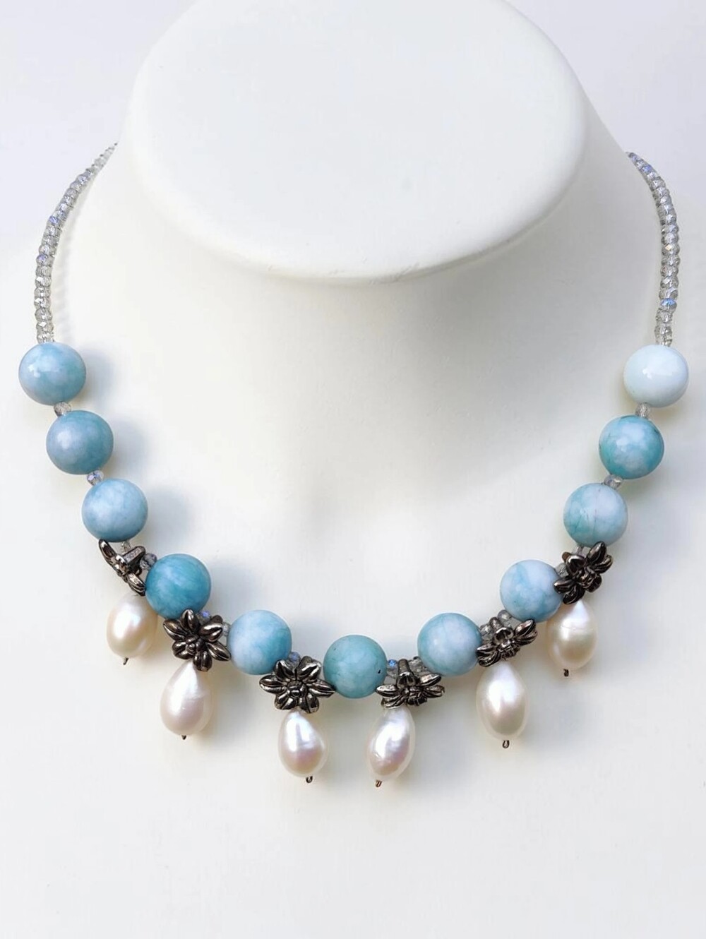 Larimar And Baroque Pearl Necklace